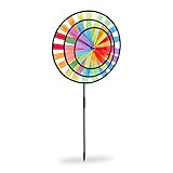 Relaxdays, bunt Windrad, Gartenstecker im Regenbogen Design, Kinder, für Balkon oder Terrasse, HBT: 73,5 x 35,5 x 15 cm, 1 Stück