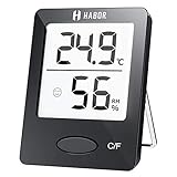 Habor Thermo-Hygrometer, Luftfeuchtigkeitsmessgerät Innen Digitales Thermometer Hygrometer Innen Hydrometer Feuchtigkeit Digital mit Hohen Genauigkeit, Geeignet für Babyraum, Wohnzimmer, Büro Schwarz
