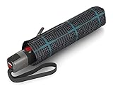 Knirps T.300 Taschenschirm Duomatic Sherlock Aqua - inkl. Futteral im Schirmdesign - Schutz für 2 Personen - 100% Polyester - Windkanal getestet - robust, stabil, kompakt&komfortabel