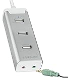 Speedlink Passiver USB Hub 2.0 - BARRAS Supreme Sound Card Combination - bis zu 480 Mbit/s - USB Kabel 15 cm - 3 USB-2.0-Anschlüsse - silber