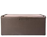 Ondis24 Kissenbox Portonovo mit Sitzkissen 350L Auflagenbox Sitztruhe Gartenbox (Braun)