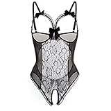 Reasoncool Mode Frauen Dessous Sex Attraktion Spitze Perspektive Mit Silber Unterwäsche Verführerisches Erotische Bodysuit Bequem Weich Sleepwear