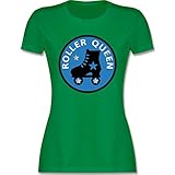 Vintage - Roller Queen Rollschuh - XL - Grün - Shirt mit rollschuh - L191 - Tailliertes Tshirt für Damen und Frauen T-Shirt