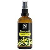 Massageöl Vanille 100ml - Mandelöl & Traubenkern Öle - Weizenkeim & Vanille Öle - Glasflasche - Naturkosmetik - Massage Öl mit Herrlichem Duft für Beauty - Schönheit - Pflegeöl - Massageöle