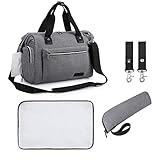 S-ZONE Baby Wickeltasche Große Wasserdichte Multifunktionale Umhängetasche Reisetasche Babytasche mit Wickelunterlage Kinderwagengurte Verstellbarer Schultergurt Isolierter Tasche für Mama und Papa