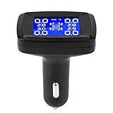 EBTOOLS 3 Zoll Auto Reifendruckkontrollsystem TPMS Zigarettenanzünder LCD Monitor mit 4 externen Sensoren