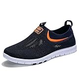 FZDX Herren Laufschuhe Atmungsaktiv Wanderschuhe Fitness Leichte Turnschuhe Freizeit Bequeme Sportschuhe Blau 43 EU