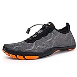 Dannto Herren Wanderschuhe Trekkingschuhe wasserdichte Anti-Rutsch Super Atmung Wanderstiefel Sportlich Bequem Sommer LeichtOutdoor Fitnessschuhe Hiking Sneaker Barfußschuhe für Damen (Grau-G,46