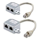 kwmobile 2X Netzwerkkabel Splitter Anschlussverdoppler - Netzwerk LAN Anschluss Verteiler - T-Adapter LAN-Kabel - RJ45 Stecker auf 2X RJ45 Ethernet