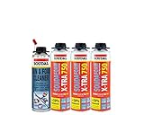 Soudal Kombi Set 3 x Soudafoam B2 X-TRA750 500ml Pistolenschaum Verfüllung Bauanschlussfugen inkl. Reiniger - gebrauchsfertig, schall- und wärmedämmend, genaue Dosierung, formstabil