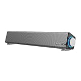 TaoTronics Computer-Lautsprecher, kabelgebundener Computer-Soundbar, Stereo, USB, Mini-Soundbar-Lautsprecher für PC, Tablets, Desktop, Handy, Laptop (Upgrade), Schwarz (TT-SK018new)
