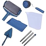 Farbrollerpinsel-Set, Farbauftrag, mit 3 Farbläufern, Teleskopstangen, Griff beflockte Kantenstreicher für Home Office Dekoration