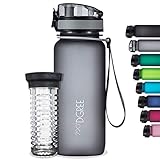 720°DGREE Trinkflasche “uberBottle“ softTouch +Früchtebehälter - 650ml - BPA-Frei - Auslaufsichere Wasserflasche für Kinder, Schule, Uni, Sport, Fitness - Tritan Sportflasche - Leicht & Bruchsicher