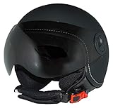 Protectwear Jethelm Motorradhelm H710 matt-schwarz einfarbig im Pilotendesign - XL