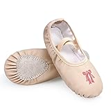 DoGeek Ballettschuhe Gymnastikschuhe Mädchen Tanzschuhe Damen Ballettschläppchen Ballerinas Kinder,Apricotpink,leder38 (Bitte bestellen Sie eine Nummer grösser)