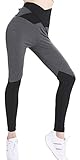 BOZEVON Damen Sport Fitness Leggings Jogginghose Frauen Elastisch Workout Running Atmungsaktiv Stretch Laufen Yoga Training Tights Hose, Schwarz