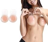 BDSMAGE Damen Nipple Cover Silikon-Gel Brustaufkleber Nippelabdeckung Büstenhalter self Adhesive Push up [wiederverwendbar], 1 Paar Runde, Cup A-D