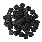 CHICTRY 50 Stück Kordelstopper, Kunststoff Kordelklemme für Seile Endfeder Toggle Stopper Slider, für Rucksackseilen, Sportbekleidung Schwarz One Size