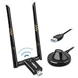 WLAN Adapter 1200Mbit/s, WLAN Stick DualBand 867Mbit/s (5GHz), 433Mbit/s (2,4GHz) Netzwerk Empfänger(2 * 5dBi Antenne und USB 3.0-Dockingstation mit 67cm kable) für Desktop Laptop PC Windows/Mac OS