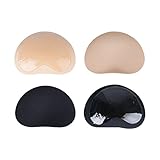 AONER 2 Paar BH Insert Pads (Schwarz + Hautfarbe) Silikon Breast Enhancer Push Up Bra Einlagen Brust Vergrößerung für Badeanzug und Bikini, -, -