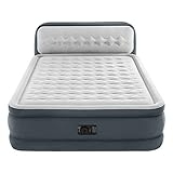 Intex Erwachsene Queen Dura-Beam Series mit Eingebaute Elektrische Pumpe Headboard Luftmatratze, Grey, One Size