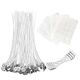 Camelize Kerzendocht 100 Stück Kerzendochte Kerzen Dochte Candle Wick mit Fuß Aufkleberund Mittelgerät für die Kerzenherstellung, Kerze DIY 8 Zoll (20 cm)