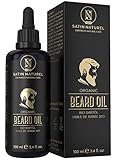 BIO Bartöl Vegan 100ml - DOPPELTE GRÖßE - Intensive Bartpflege - Bart Öl mit Einzigartigem Männlichen Duft in Glasflasche - Ideales Geburtstags Geschenk für Männer Made in Germany