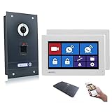 Fingerprint Video Türsprechanlage Gegensprechanlage mit 7″ Monitor, mit oder ohne WLAN Schnittstelle, Fischaugenkamera 170 Grad, Größe: 2x7'' Monitor mit WLAN Schnittstelle