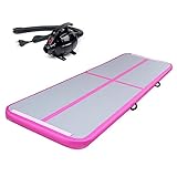 Triclicks 3M Aufblasbare Gymnastik Tumbling Matten mit Elektrischer Luftpumpe | Air Yoga Track Matte Gymnastikmatte Trainingsmatten Yogamatte Fitnessmatte Für Zuhause, Outdoor, Yoga usw (Rosa)