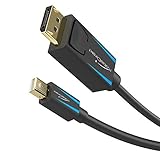 KabelDirekt – Mini DisplayPort (Thunderbolt) auf DisplayPort Kabel (Mini DP auf DP) – 2m (UHD Auflösung mit 4K / 60Hz, Version 1.2, für PC & Mac, DP Stecker mit Verriegelung, schwarz)