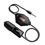 AUKEY FM Transmitter Auto Radio KFZ Einbausatz mit LED Display, 3.5mm Stecker, Auto-Ladegerät für iPhone, Samsung, Mp3, Tablets und Alle Audio Geräte mit 3,5mm Audio Plug