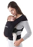 Ergobaby Babytrage für Neugeborene ab Geburt Extra Weich, Embrace Bauchtrage Baby-Tragetasche Ergonomisch, Schwarz