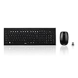 Tastatur und Maus Set (kabellos, 2,4 GHz Funktechnologie, 12 Mediatasten, Qwertz deutsches Tastenlayout, Nummernblock, Keyboard)