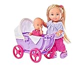 Simba 105736241 - Evi Love Doll Walk, 2-sort. / Evi Puppe mit Babypuppe / mit Puppenwagen / inklusive Zubehör / Ankleidepuppe / 12cm, für Kinder ab 3 Jahren