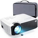 Beamer APEMAN Mini Beamer Support 1080P Full HD Video Beamer mit Tasche Geräuscharm Projektor LED 60000 Stunden Heimkino,kompatibel mit HDMI,TF,USB iOS,Android Phone Laptop,TV Box AV, VGA projektor