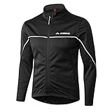INBIKE Fahrradjacke Herren Softshelljacke Winddicht Wasserdicht Funktionsjacke Winterjacke Damen Warm Atmungsaktiv Reflektierend für Radfahren Joggen Laufen Wandern(Schwarz&Silber,XL)