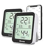 Govee Thermometer Hygrometer Innen, Bluetooth Thermometer Hygrometer mit App-Steuerung Benachrichtigung Datenspeicherung, für Hausgarage Gewächshaus Weinkeller, 2er-Pack