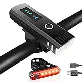 chivving Fahrradlicht LED Frontlicht & Rücklicht - USB Wiederaufladbare Fahrradlichter - Wasserdicht Fahrradlampe - StVZO Zugelassen Fahrradbeleuchtung Set