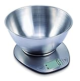 Exzact Küchenwaage mit Schüssel/Premium Elektronische Küchenwaage mit Großer Anzeige mit Rührschüssel aus rostfreiem Stahl - 5kg/11lb (EX4350)
