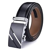 X XHtang Herren Gürtel Ratsche mit echtem Leder, Schiebegürtel für Männer 3,5 cm breit ... - Schwarz - Taille:43/49