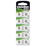 Camelion Knopfzelle, Uhrenbatterie LR55 / AG8 / G8 / LR1120 0% HG 10er Blister, Alkaline, 1,5V