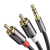 UGREEN Cinch Kabel Cinch auf Klinke 3,5 HiFi Audio Kabel Chinch mit für Smartphones, Tablets, Heimkino, Lautsprecher, Stereoanlage, TV usw. 2M