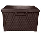 Ondis24 Kissenbox Nevada kompakt Auflagenbox Gartenbox Allzweckbox Sitztruhe 120 Liter (braun)