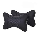 Dricar 2PCS Leder Auto Nackenkissen Hals Rest Kissen Kopfstütze für Autositz Kopfstütze Kissen 28x18cm Auto Nackenstützkissen (Schwarz)