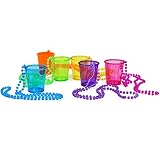com-four® 6x Schnapsgläser mit Kette zum Umhängen in verschiedenen Farben [Farbauswahl variiert] - Shotglas für Karneval, JGA, Fasching etc. - 45 ml (4,5 cl) (06 Stück - bunt)