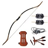 Toparchery Recurve Bogen Set für Bogenschießen und Bogensport 5Set 50lbs (1×Bogen mit Einer Sehne, 1 ×armschutz, 1×bogenschießen handschuh,1 ×Sehnengeräuschdämpfer)