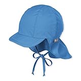 Sterntaler Schirmmütze mit Bindebändern und Nackenschutz, Alter: 2-4 Jahre, Größe: 53, Blau (Samtblau)
