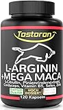 Tostoron, dein Antrieb! L-ARGININ + MEGA MACA - 120 Kapseln - extra stark + hochdosiert - laborgeprüft - plus L-Citrullin, Pinienrindenextrakt, Cordyceps, Vitamin B5, Selen, Zink - 1 Dose (1 x 98,5 g)