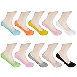 HBF 10 Paar Füßlinge für Damen unsichtbare kurze Socken Sneaker Söckchen mit Rutschfestem Silkon derselben Farbe oder Mischung (Farbmischung)