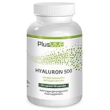 PlusVive - Hyaluron 500 - hochdosiert: 500 mg Hyaluronsäure pro Kapsel - plus 3 mg Apfel Stammzellen - 90 vegane Kapseln - Hergestellt in Deutschland